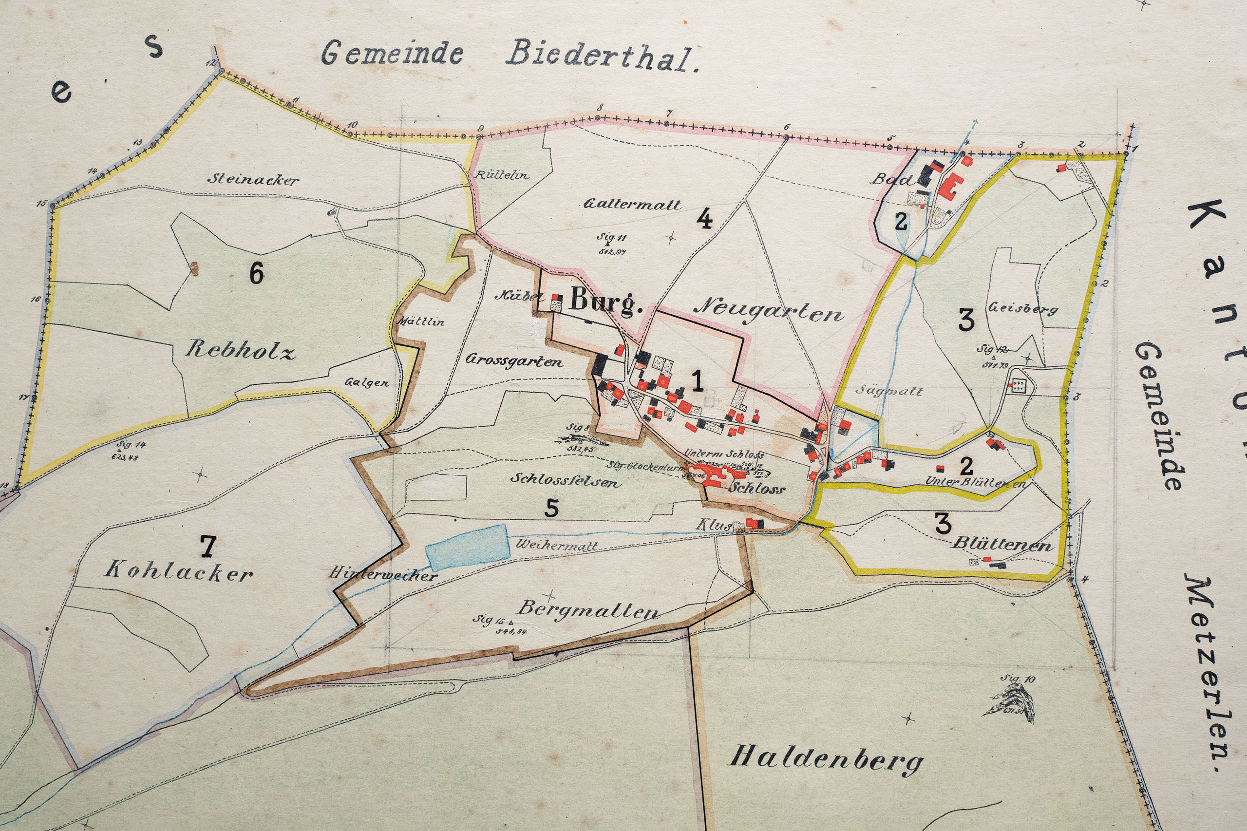 Übersichtsplan der Gemeinde von 1907